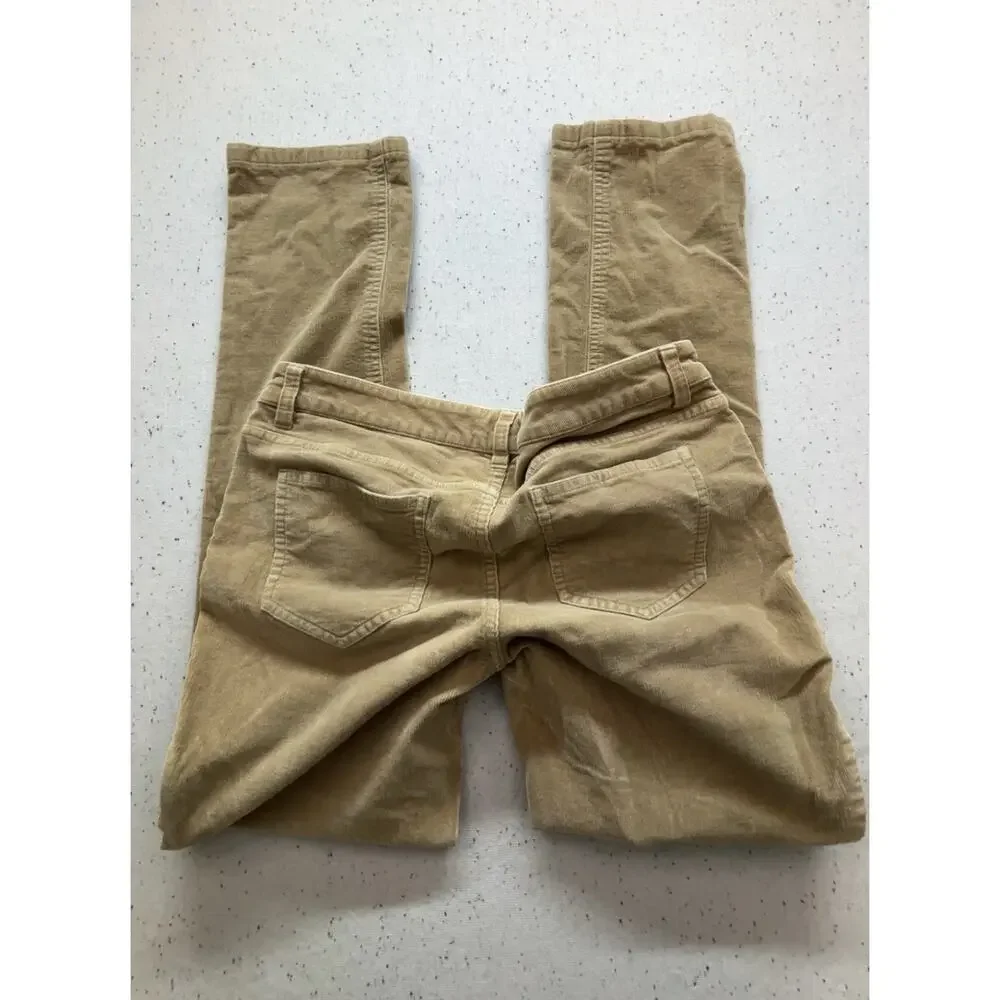 Brooks Brothers Natalie Fit Corduroy Pants 8 Tan Beige Italian Fabric Stretch